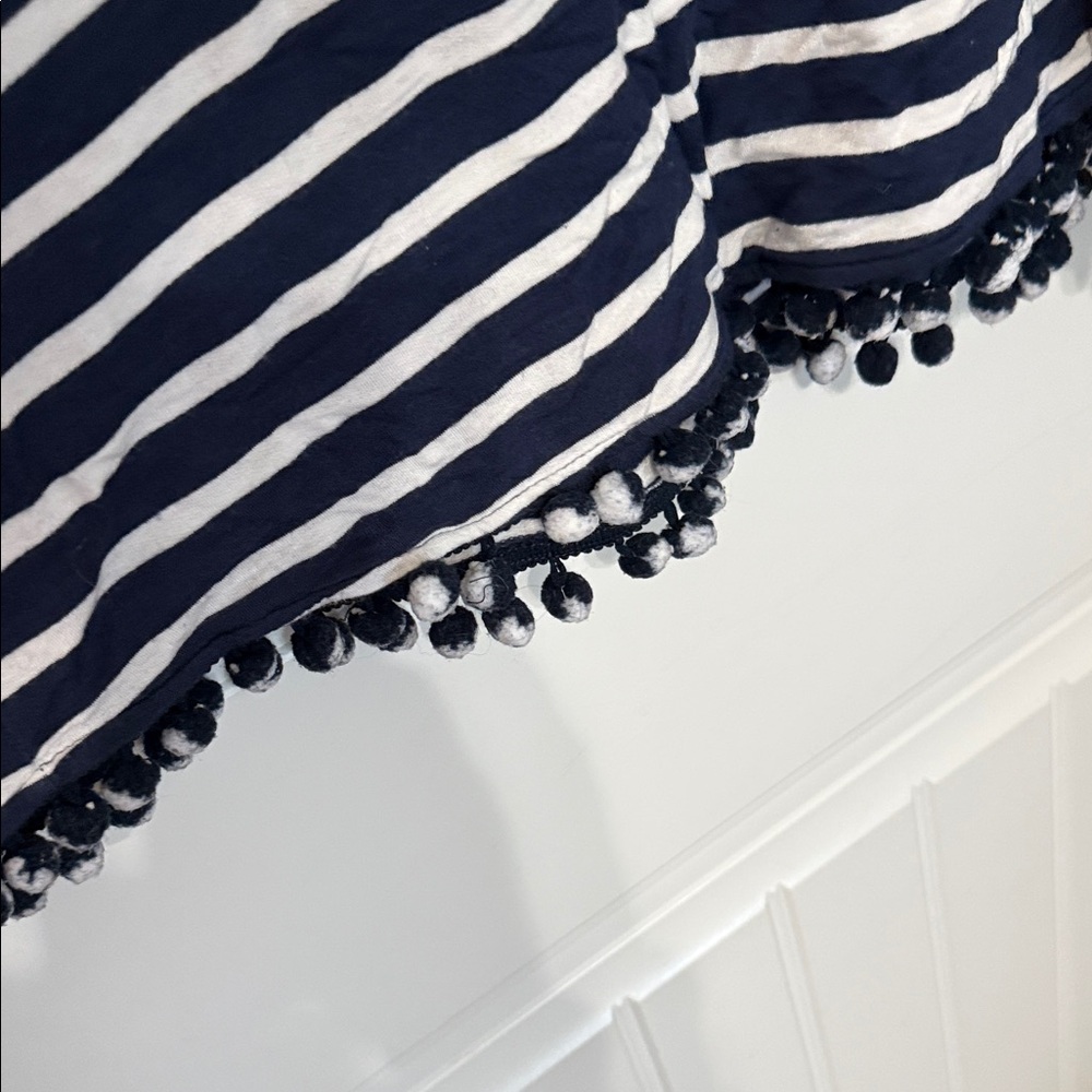 LOFT Navy and White Striped Tank Dress with Pom Trim - Picture 3 of 3